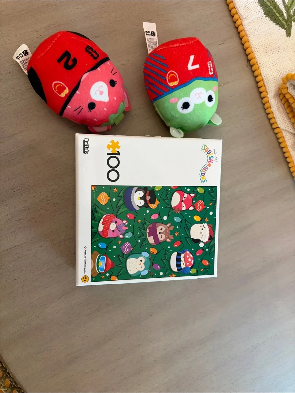 Squishmallows Red & Green Holiday Plush Pair and puzzle